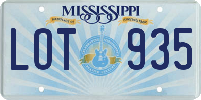 MS license plate LOT935