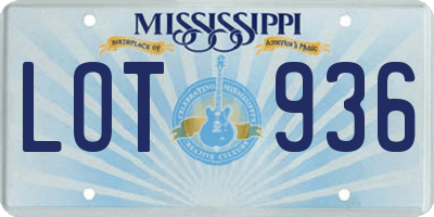 MS license plate LOT936