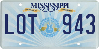 MS license plate LOT943