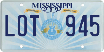 MS license plate LOT945