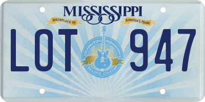 MS license plate LOT947