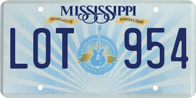MS license plate LOT954