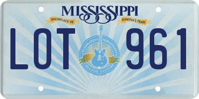 MS license plate LOT961
