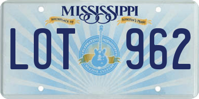 MS license plate LOT962
