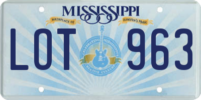 MS license plate LOT963
