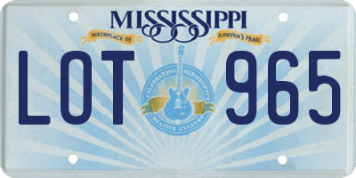MS license plate LOT965