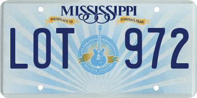 MS license plate LOT972
