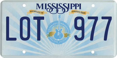 MS license plate LOT977