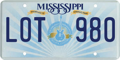 MS license plate LOT980