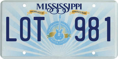MS license plate LOT981