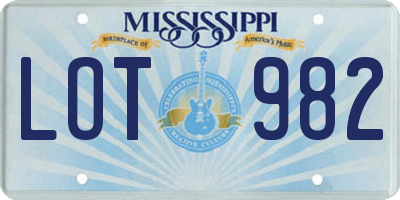 MS license plate LOT982