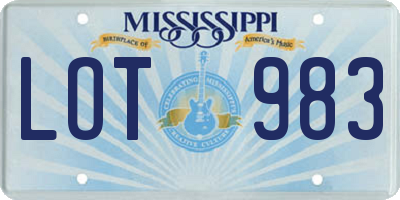MS license plate LOT983