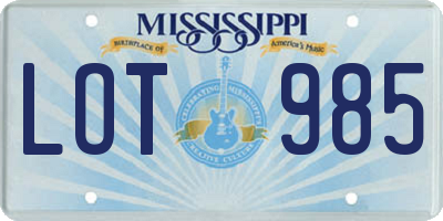 MS license plate LOT985