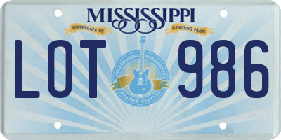 MS license plate LOT986