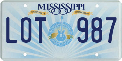 MS license plate LOT987