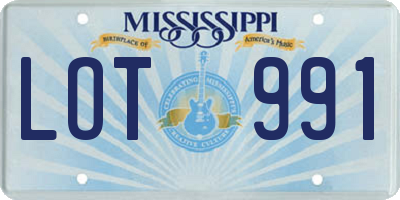 MS license plate LOT991