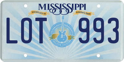 MS license plate LOT993