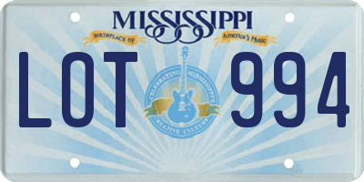 MS license plate LOT994