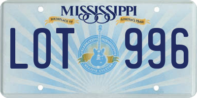 MS license plate LOT996