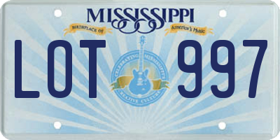 MS license plate LOT997