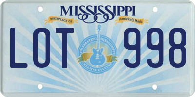 MS license plate LOT998