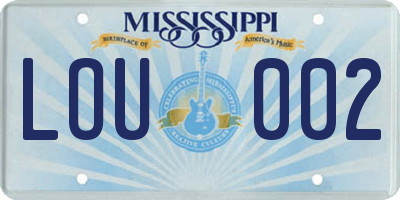 MS license plate LOU002