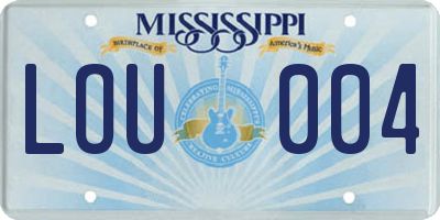 MS license plate LOU004