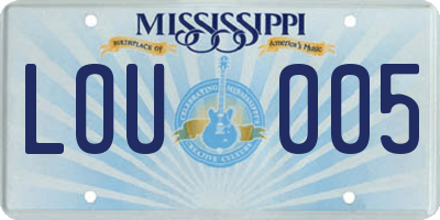 MS license plate LOU005