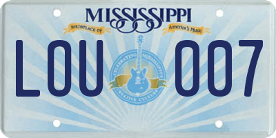 MS license plate LOU007