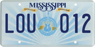 MS license plate LOU012