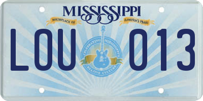 MS license plate LOU013
