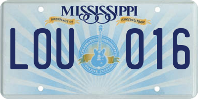 MS license plate LOU016