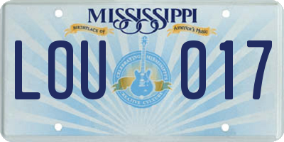 MS license plate LOU017