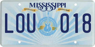 MS license plate LOU018