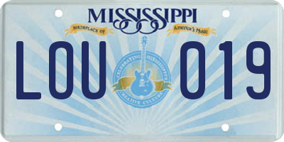 MS license plate LOU019