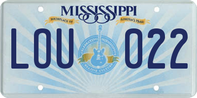 MS license plate LOU022