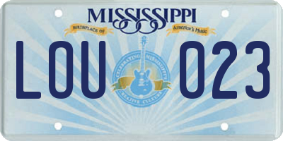 MS license plate LOU023