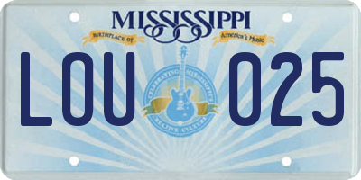 MS license plate LOU025
