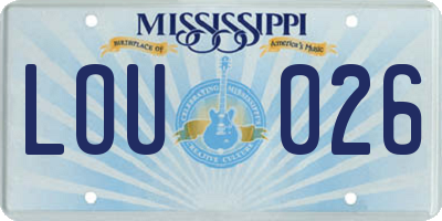 MS license plate LOU026