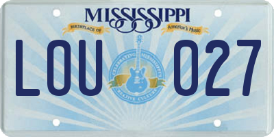 MS license plate LOU027