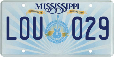 MS license plate LOU029