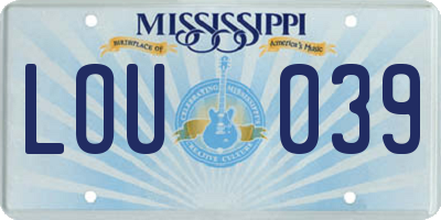 MS license plate LOU039