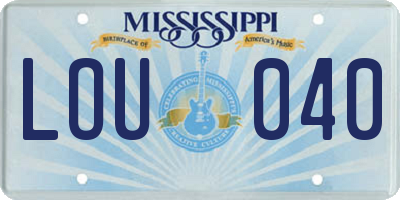 MS license plate LOU040