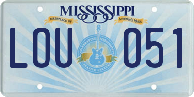 MS license plate LOU051