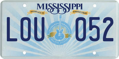 MS license plate LOU052
