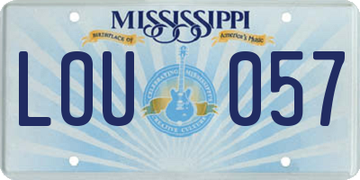 MS license plate LOU057