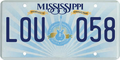 MS license plate LOU058