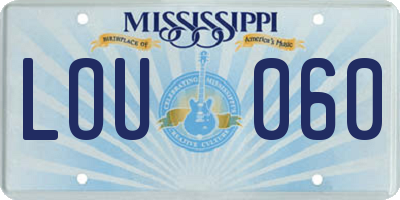 MS license plate LOU060