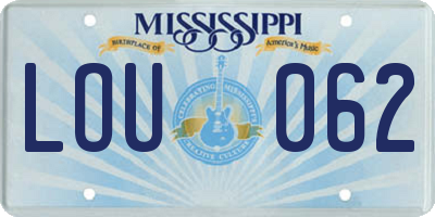 MS license plate LOU062