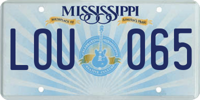 MS license plate LOU065